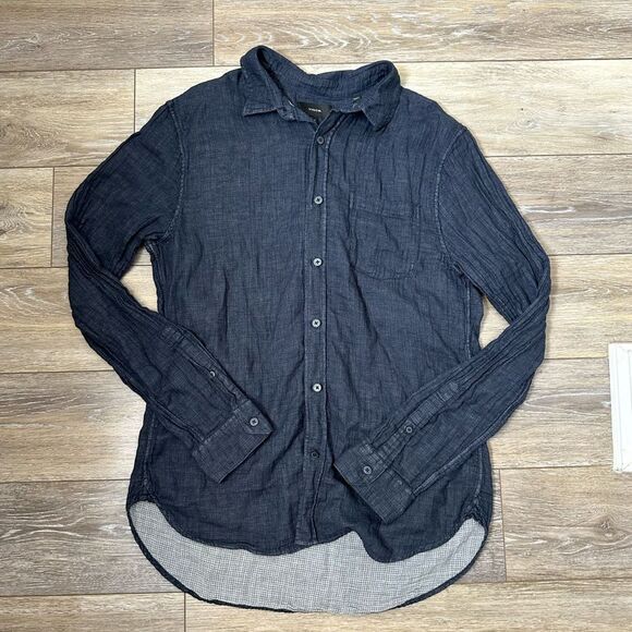 Vince Button Classic Fit Cotton Down Shirt Sz M - Picture 1 of 3